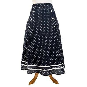 Voodoo Vixen Naomi Nautical Print Skirt, Navy Blue